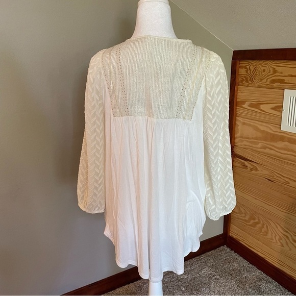 Anthropologie One September Attylie Cream Embroidered Peasant Top Small - Picture 4 of 13